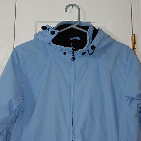 Eddie Bauer baby blue fleece lined jacket drawstring waist Sz M - Picture 3 of 6